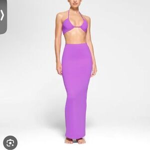 NWT SKIMS recycled swim cut out long tube skirt XXS